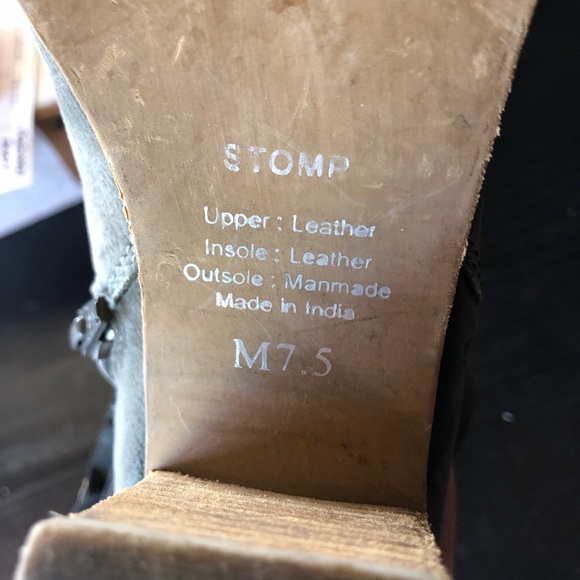 Rebels suede Stomp western style ankle boot greyish olive color wood heel 3” 7.5 - Picture 7 of 8